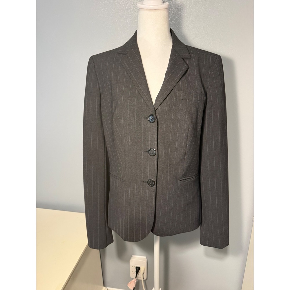 The Limited Womens Grey Pinstripe 3-Button Tailored Blazer Jacket Size 10